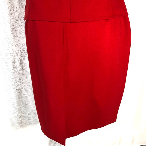 Lafayette 148 NY Red Wool Three Piece Skirt Suit - Picture 7 of 8